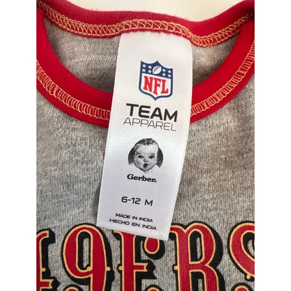 GERBER NFL TEAM APPAREL SAN FRANCISCO 49ERS 6-12 M LONG SLEEVE ONESIE GRAY RED - Picture 5 of 8